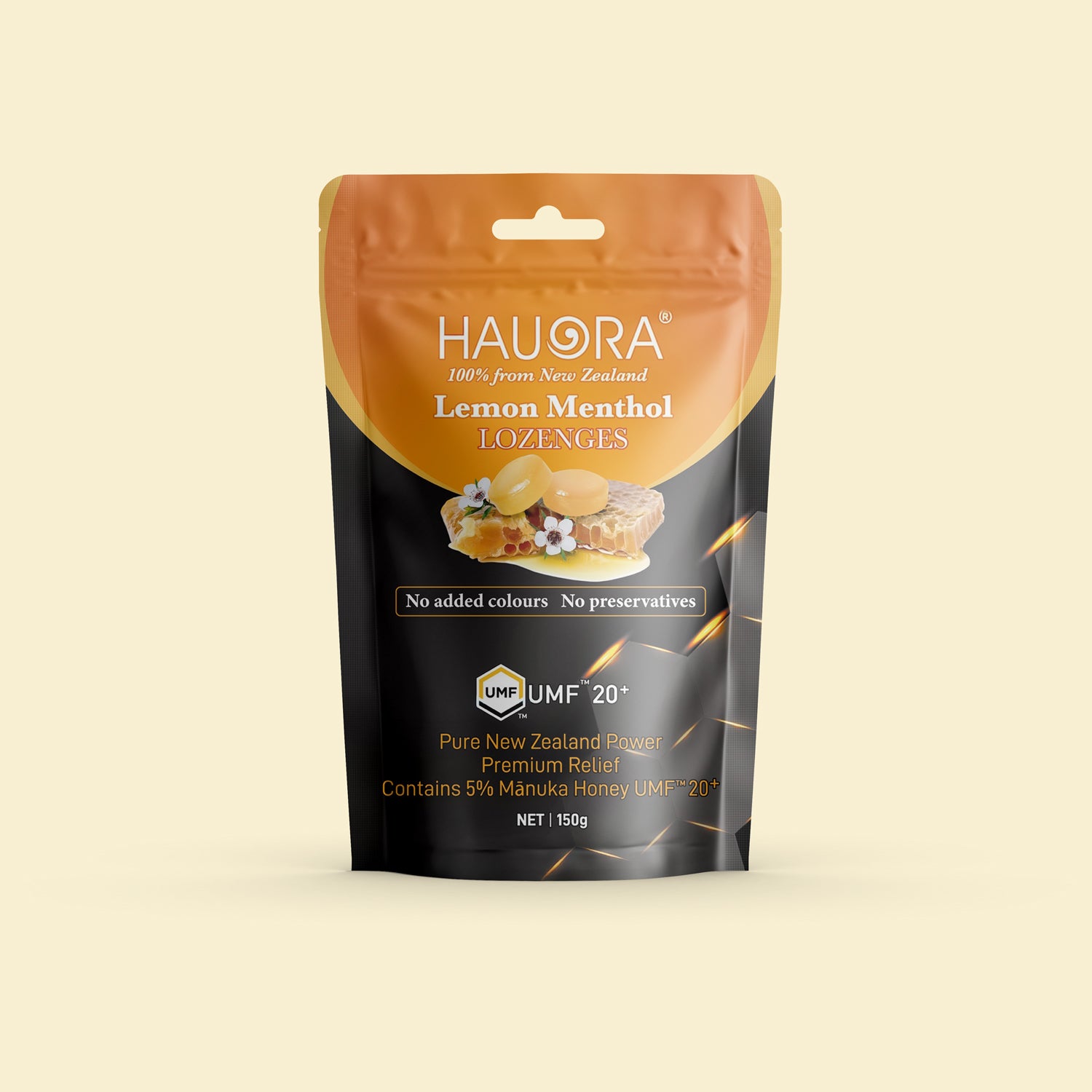 Hauora® Lemon Menthol Lozenges with Mānuka Honey UMF™ 20+